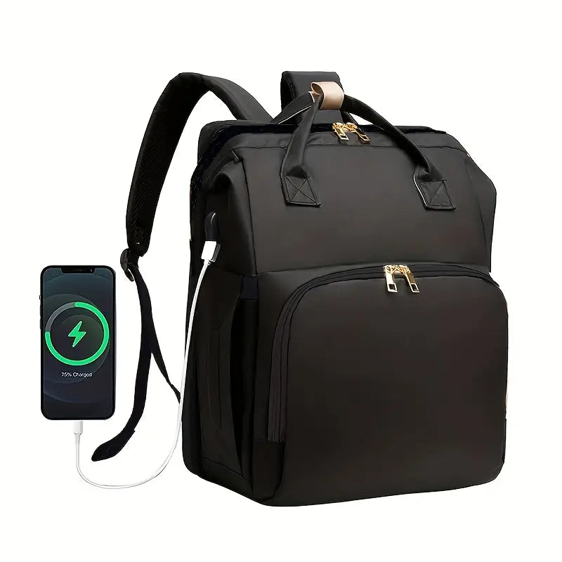 Nappy Bag Backpack with Fold-Out Bassinet